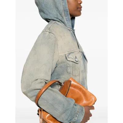 Acne Studios Cropped Denim Jacket With Hood In Gray