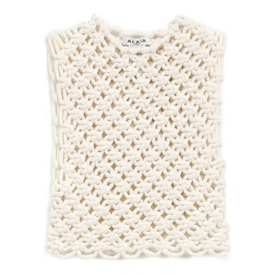 Alaïa Womens Alaia Square Crop Cotton-blend Top In White