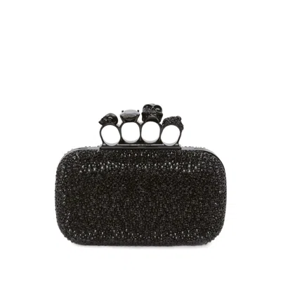 Alexander Mcqueen Knuckle Clutch With Chain In Black