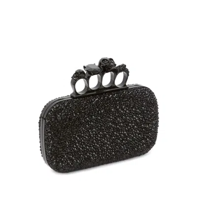 Alexander Mcqueen Knuckle Clutch With Chain In Black