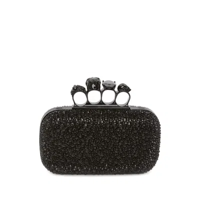 Alexander Mcqueen Knuckle Clutch With Chain In Black