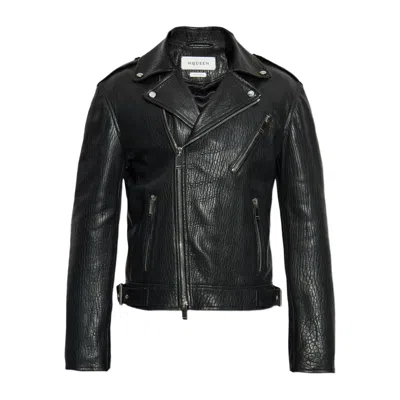 Alexander Mcqueen Piercing Leather Jacket In Black