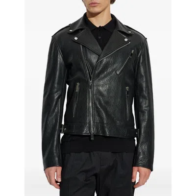 Alexander Mcqueen Piercing Leather Jacket In Black