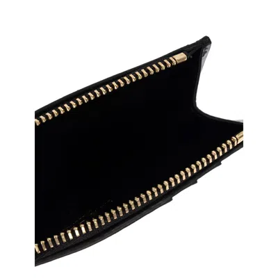 Alexander Mcqueen Logo Stamped Leather Zip Cardholder In Black