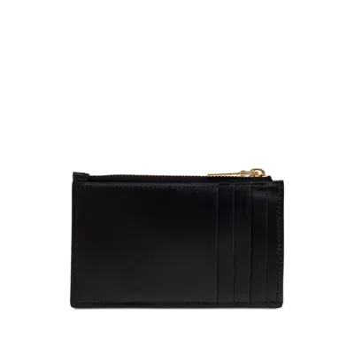 Alexander Mcqueen Logo Stamped Leather Zip Cardholder In Black