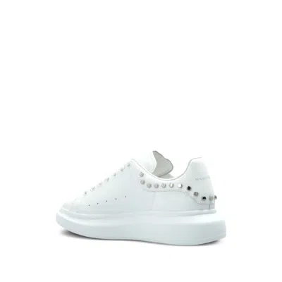 Alexander Mcqueen White Leather Sneakers With White Leather Heel In White