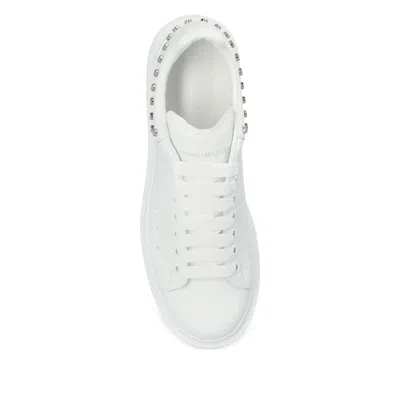 Alexander Mcqueen White Leather Sneakers With White Leather Heel In White