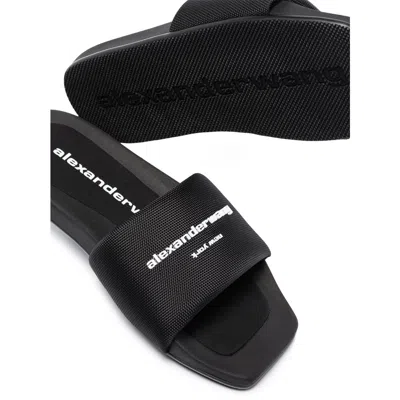 Alexander Wang Padded Logo Pool Slide Sandals Shoes In Black