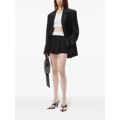 Alexander Wang Pleated Shorts With Branded Band In Black