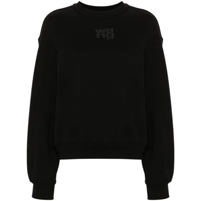 Alexander Wang Relaxed Fit Crew Sweatshirt With Puff Paint Logo In Black