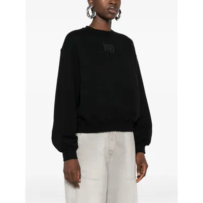 Alexander Wang Relaxed Fit Crew Sweatshirt With Puff Paint Logo In Black