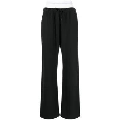 Alexander Wang Wide Leg Sweatpants With Elastic Exposed Brief In Black