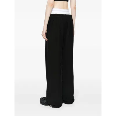 Alexander Wang Wide Leg Sweatpants With Elastic Exposed Brief In Black