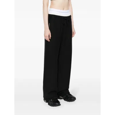 Alexander Wang Wide Leg Sweatpants With Elastic Exposed Brief In Black