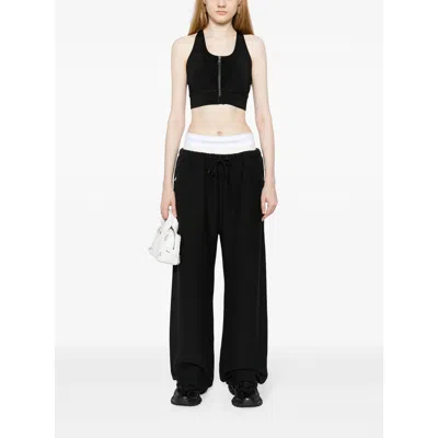 Alexander Wang Wide Leg Sweatpants With Elastic Exposed Brief In Black