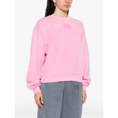 Alexander Wang Puff Logo Sweatshirt In Structured Terry In Pink