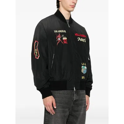 Amiri Black Cotton And Nylon Bomber Jacket In Black