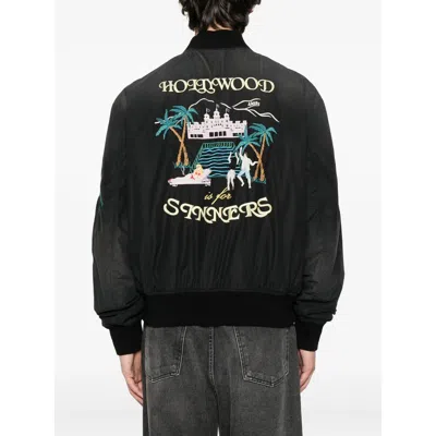 Amiri Black Cotton And Nylon Bomber Jacket In Black