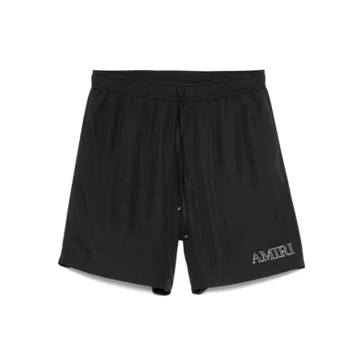 Amiri Black Cotton Short With Logo In Black