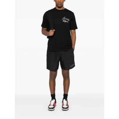 Amiri Black Cotton Short With Logo In Black