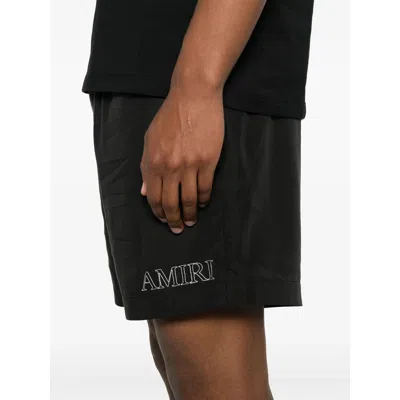 Amiri Black Cotton Short With Logo In Black