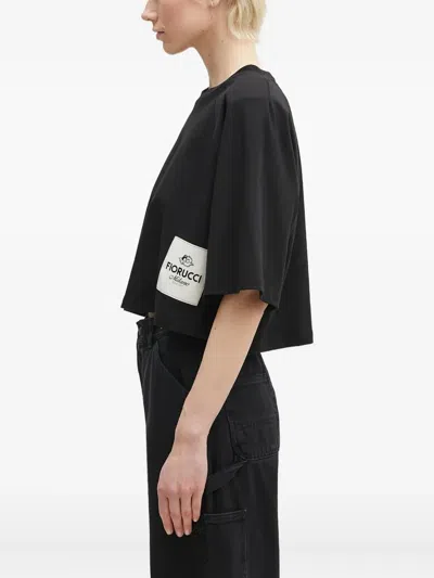 Fiorucci Cropped T-shirt In Black