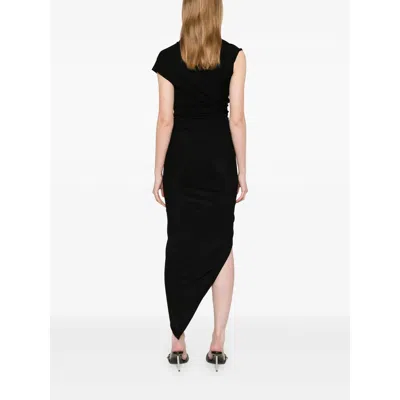 Balenciaga Draped Sleeveless Asymmetric Midi Dress In Black