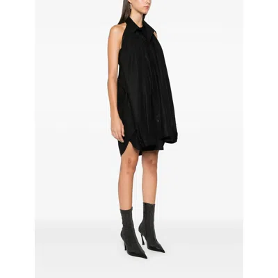 Balenciaga Suspended Shirt Dress In Black