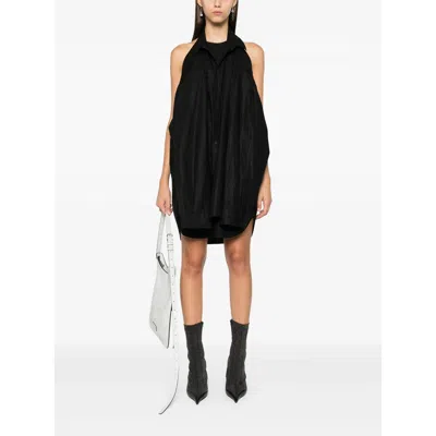 Balenciaga Suspended Shirt Dress In Black