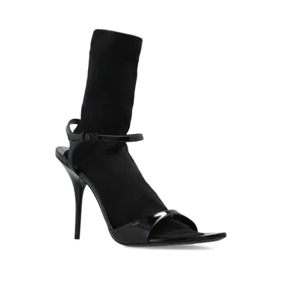 Balenciaga Avenue Sock Black Sandal In Patent Leather And Mesh