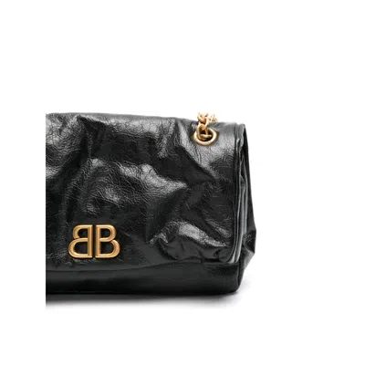 Balenciaga Shoulder Bags With Chain-link Strap And Metallic Hardware In Black