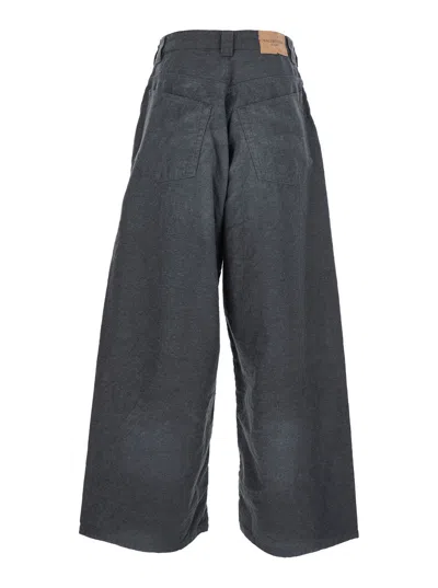 Balenciaga Trompe Loeil Denim Trousers In Gray