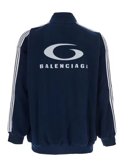 Balenciaga Fabiana Filippi Bicolor Tweed Boucle Jacket In Blue