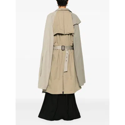 Balenciaga Double Sleeve Hybrid Cotton Trench Coat In Dark Beige