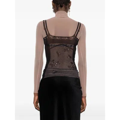 Balenciaga Black And Light Beige Trompe Loeil Lingerie Top In Multi