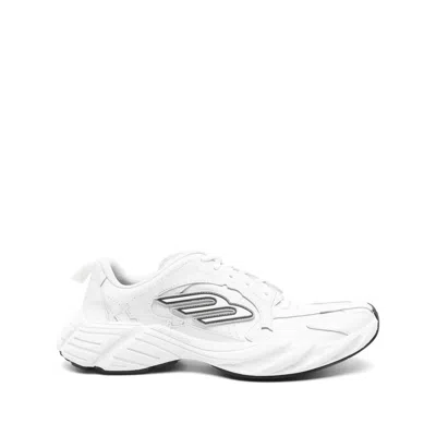 Balenciaga Monday White Low Top Sneakers With Logo Detail And Embossed Size On The Rear In Leather And Fabric M In White