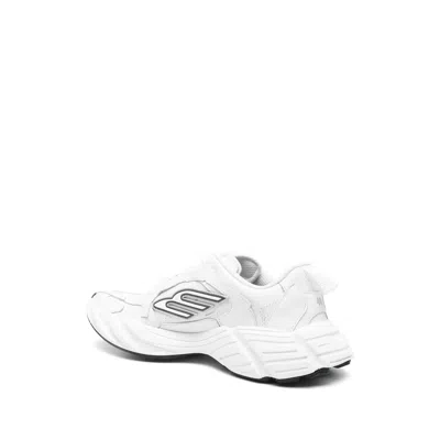 Balenciaga Monday White Low Top Sneakers With Logo Detail And Embossed Size On The Rear In Leather And Fabric M In White