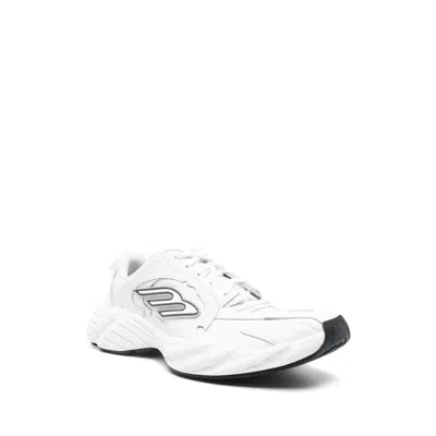 Balenciaga Monday White Low Top Sneakers With Logo Detail And Embossed Size On The Rear In Leather And Fabric M In White