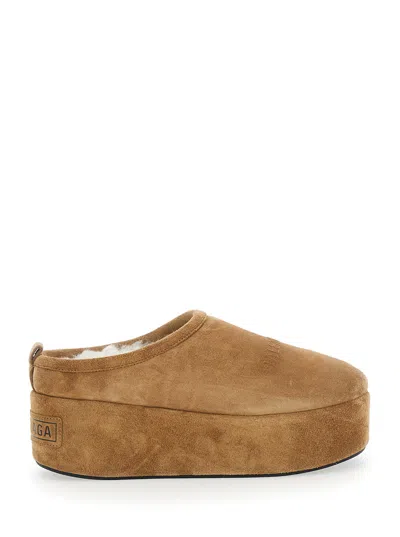 Balenciaga Women Alaska Soft Suede Mule With Plateau In Brown