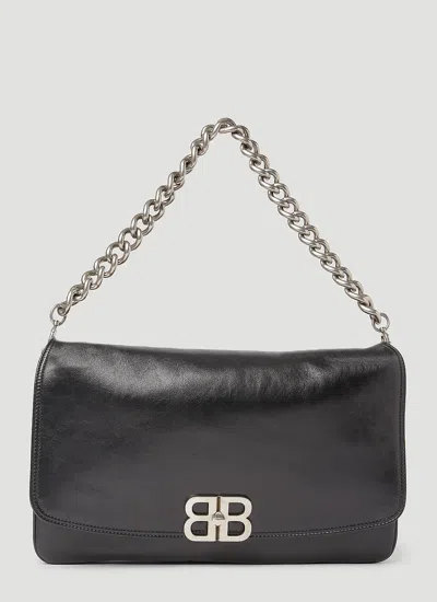 Balenciaga Soft Flap Bag Chain Strap In Black