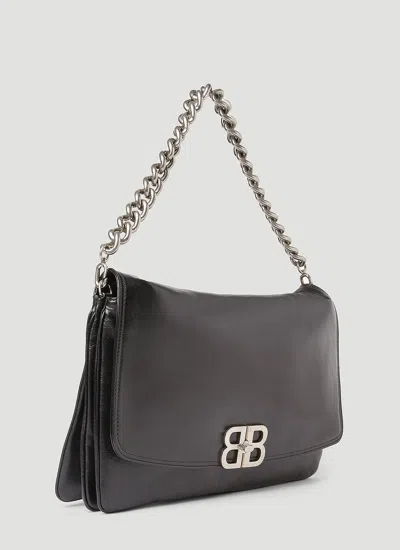 Balenciaga Soft Flap Bag Chain Strap In Black