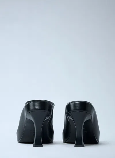 Balenciaga Debossed Logo Heeled Mules In Black
