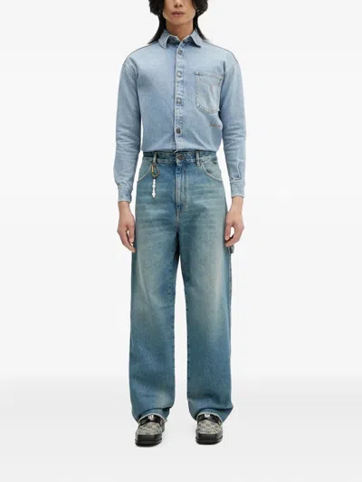 Fiorucci Open-back Denim Shirt In Blue