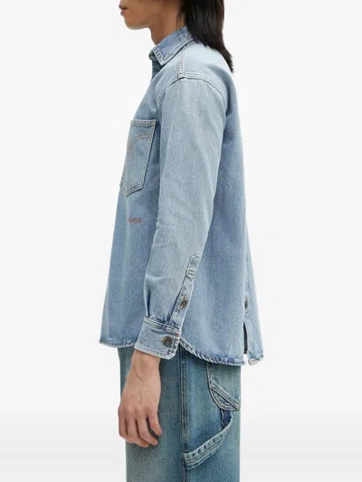 Fiorucci Open-back Denim Shirt In Blue