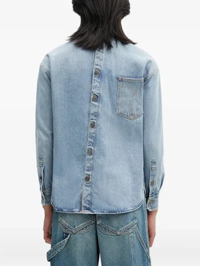 Fiorucci Open-back Denim Shirt In Blue