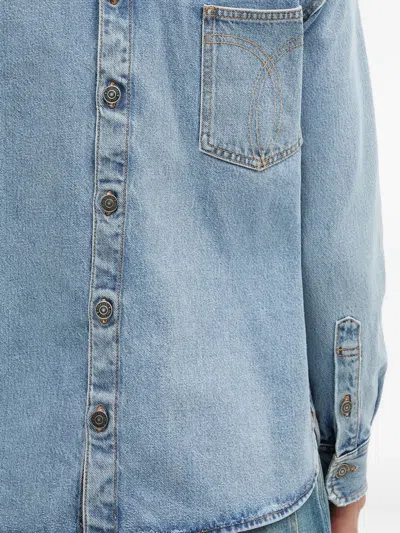 Fiorucci Open-back Denim Shirt In Blue