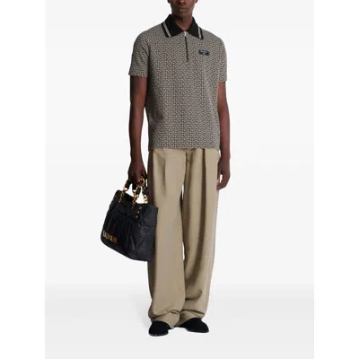 Balmain Pb Labyrinth Jacquard Polo Shirt In Black