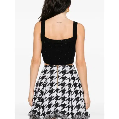 Balmain Tweed Crop Top In Black
