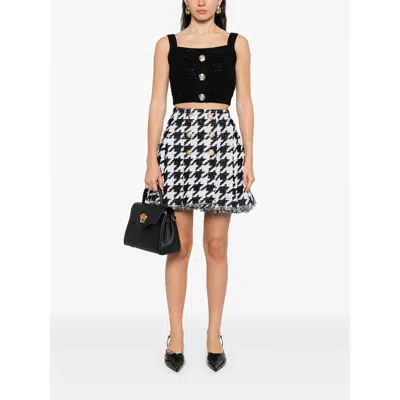 Balmain Tweed Crop Top In Black