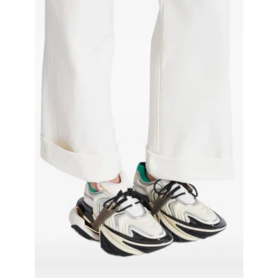 Balmain Unicorn Wave Sneakers In Neoprene In White